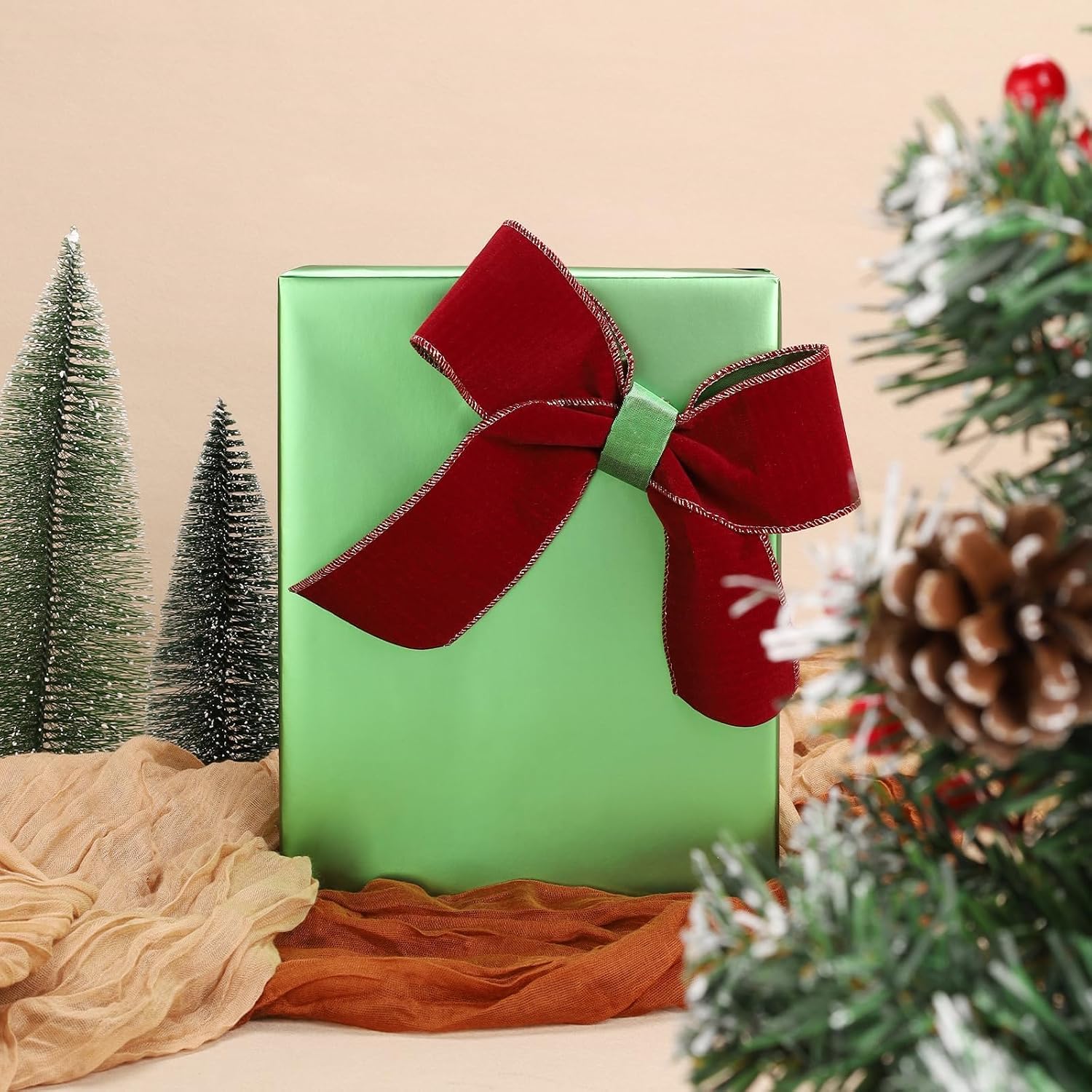 WRAPLA Burgundy Matte Metallic Wrapping Paper, Solid Color Gift Wrap