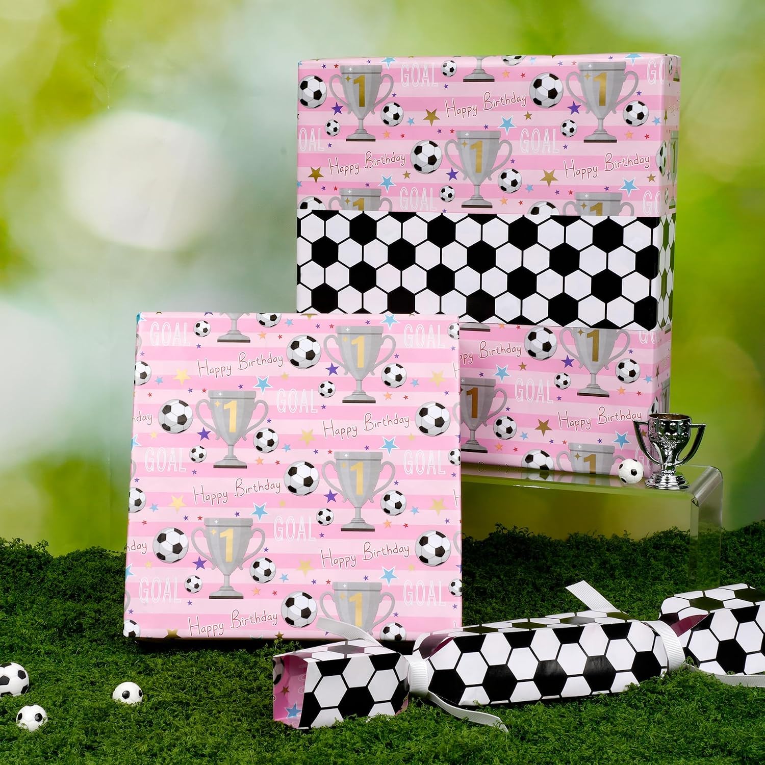 WRAPLA Baseball Kraft Wrapping Paper Baseball Glove and Ball Design