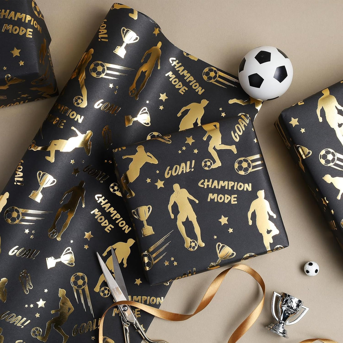 WRAPLA Baseball Kraft Wrapping Paper Baseball Glove and Ball Design
