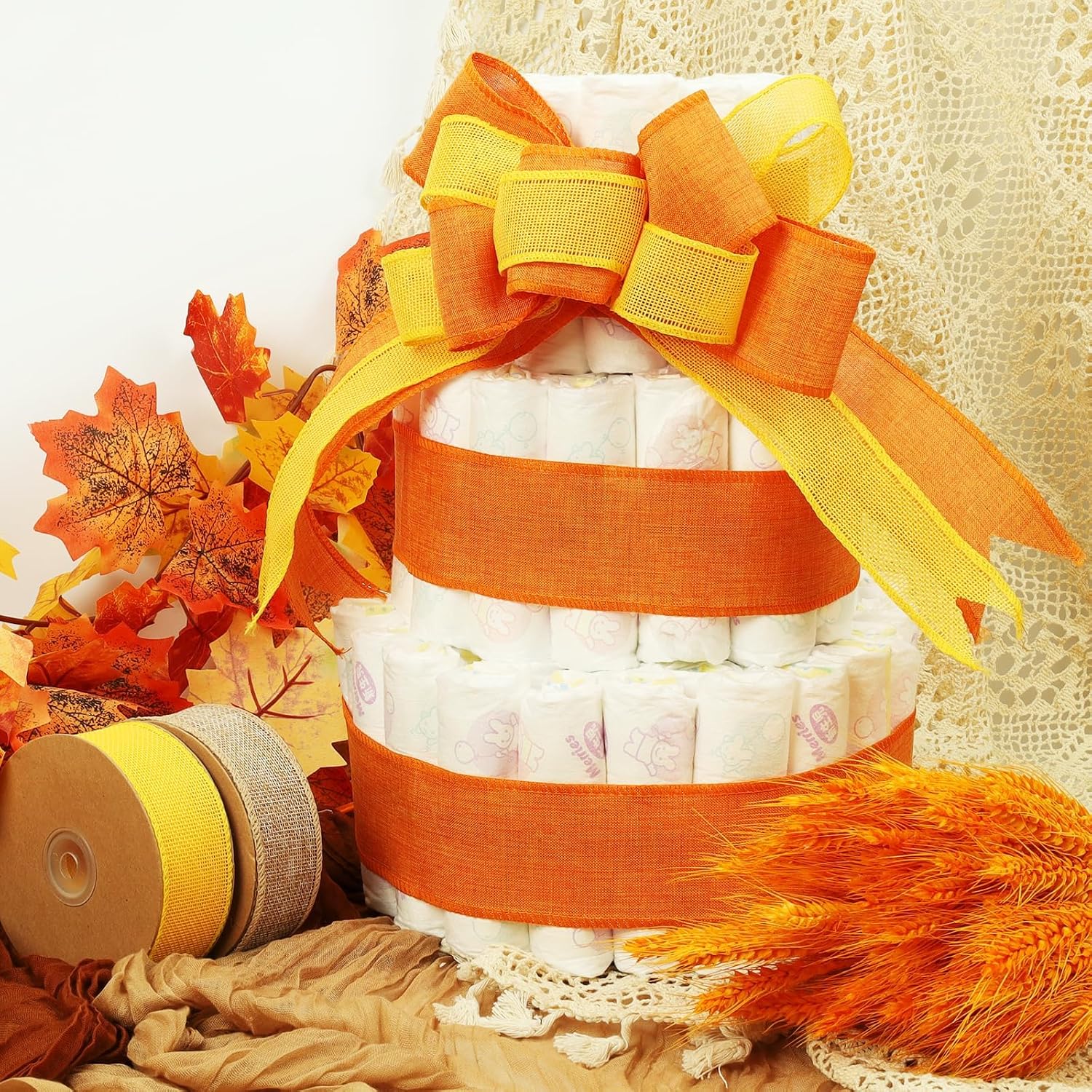 1.5 Inch Natural Burlap Wired Ribbon, Christmas & Gift Wrapping