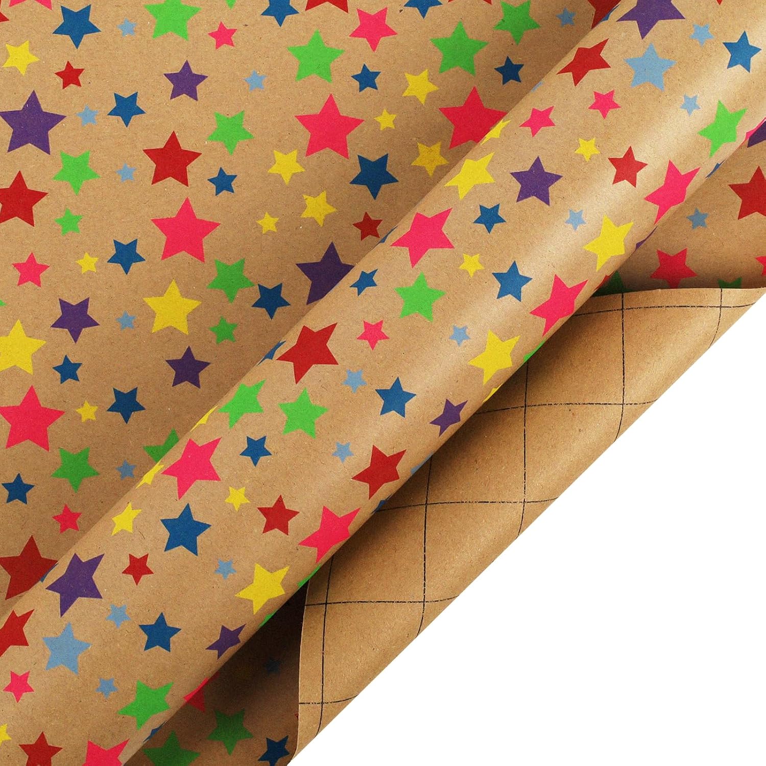 WRAPLA Kraft Birthday Wrapping Paper Colorful Balloons Design for Holiday