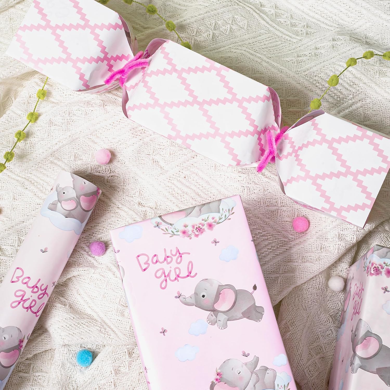 WRAPLA Bright Wrapping Paper, Balloons Dots For kid Birthday & Baby shower