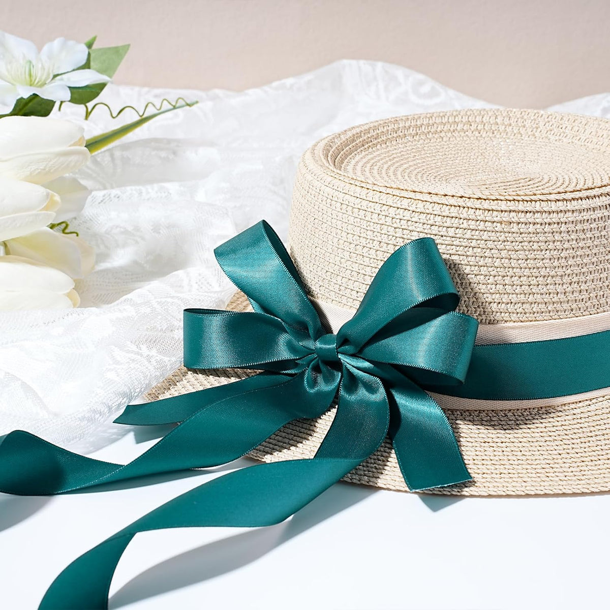 Gold Satin Ribbon 1 Inch x 100 Yards - Double Sided Silk Ribbon for Gift Wrapping Wedding Decoration Bows Bouquet Floral Arrangement Crafts