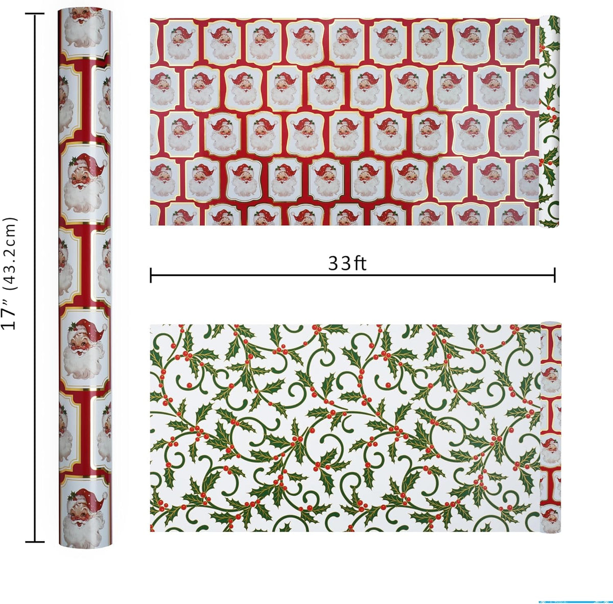 WRAPLA Reversible Christmas Wrapping Paper, Cozy Dog Holiday 43cm x 10m