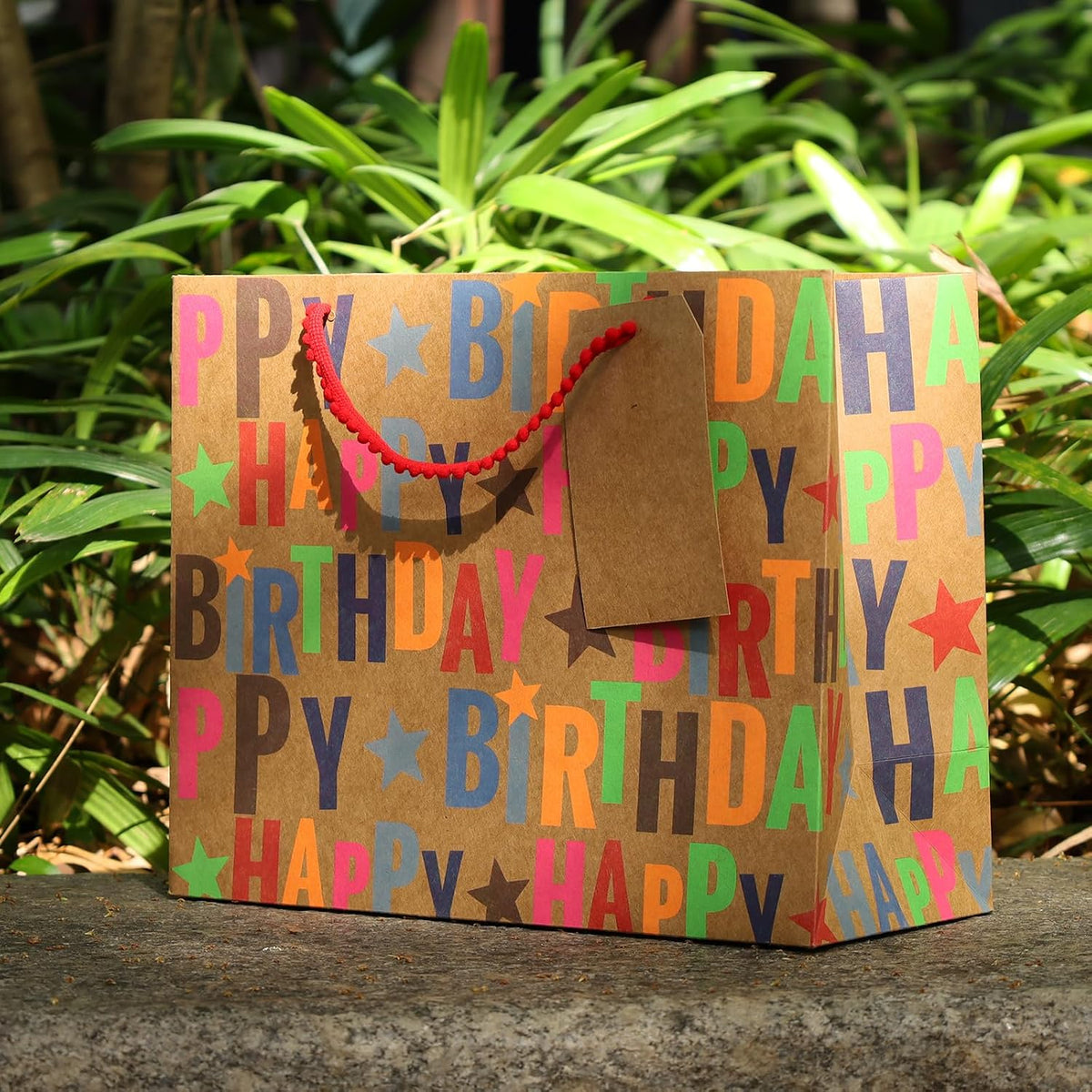 WRAPLA 13" Large Dinosaur Birthday Gift Bag, Blue Holographic Design