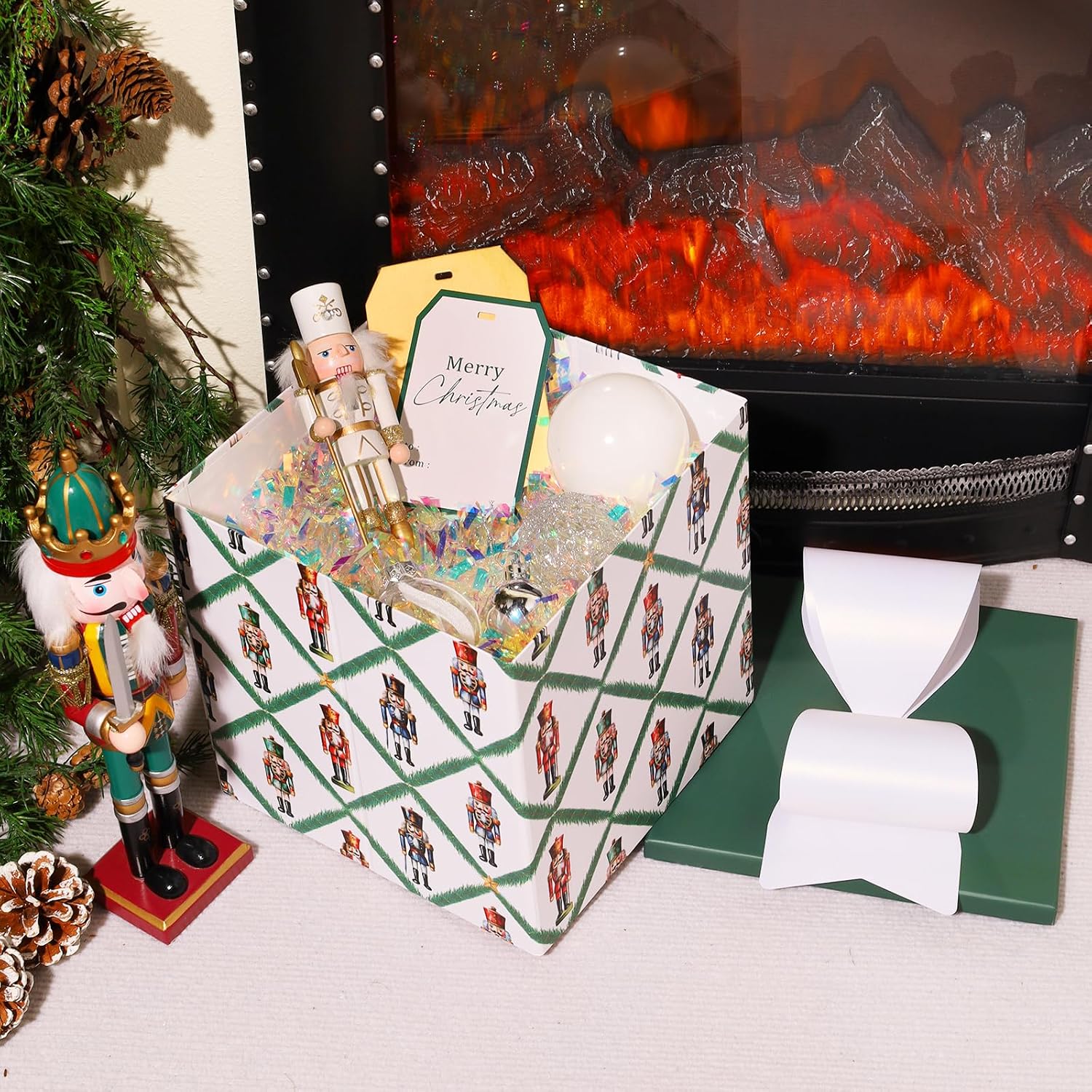 WRAPLA Boxes with Lids for Presents Nutcracker Design