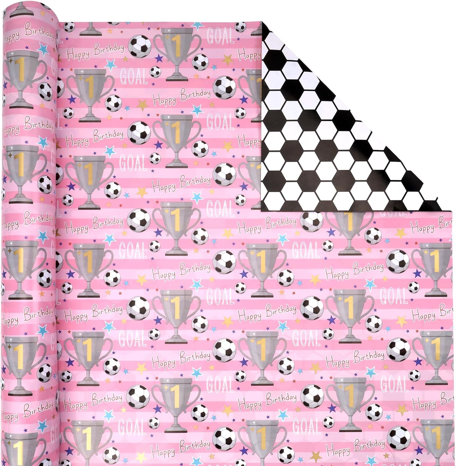 WRAPLA Baseball Kraft Wrapping Paper Baseball Glove and Ball Design