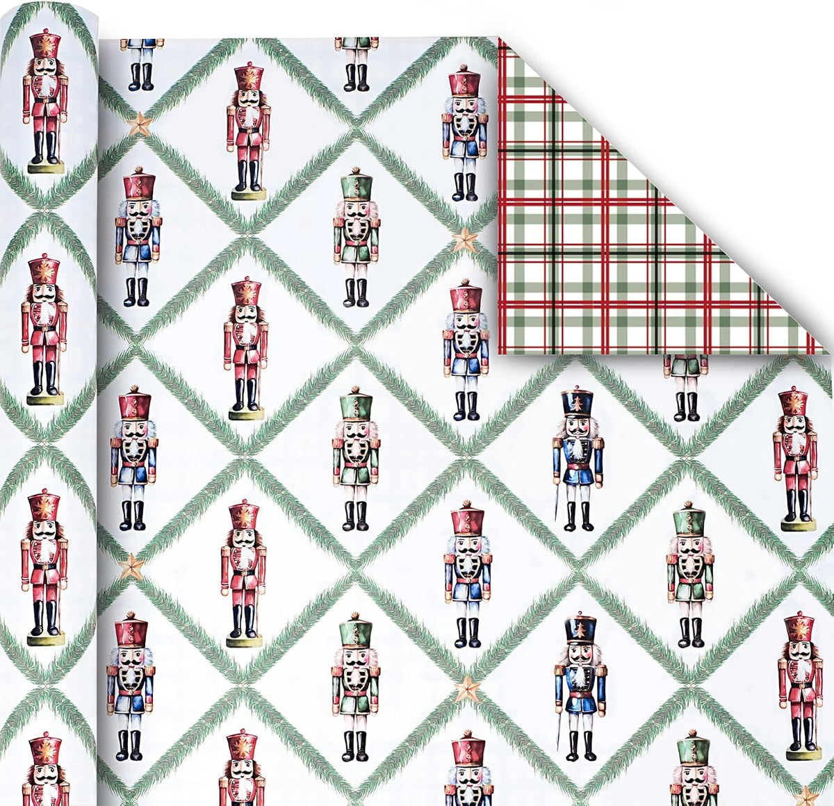 WRAPLA Christmas Wrapping Paper Doe Floral and Tree Design Gift Wrap