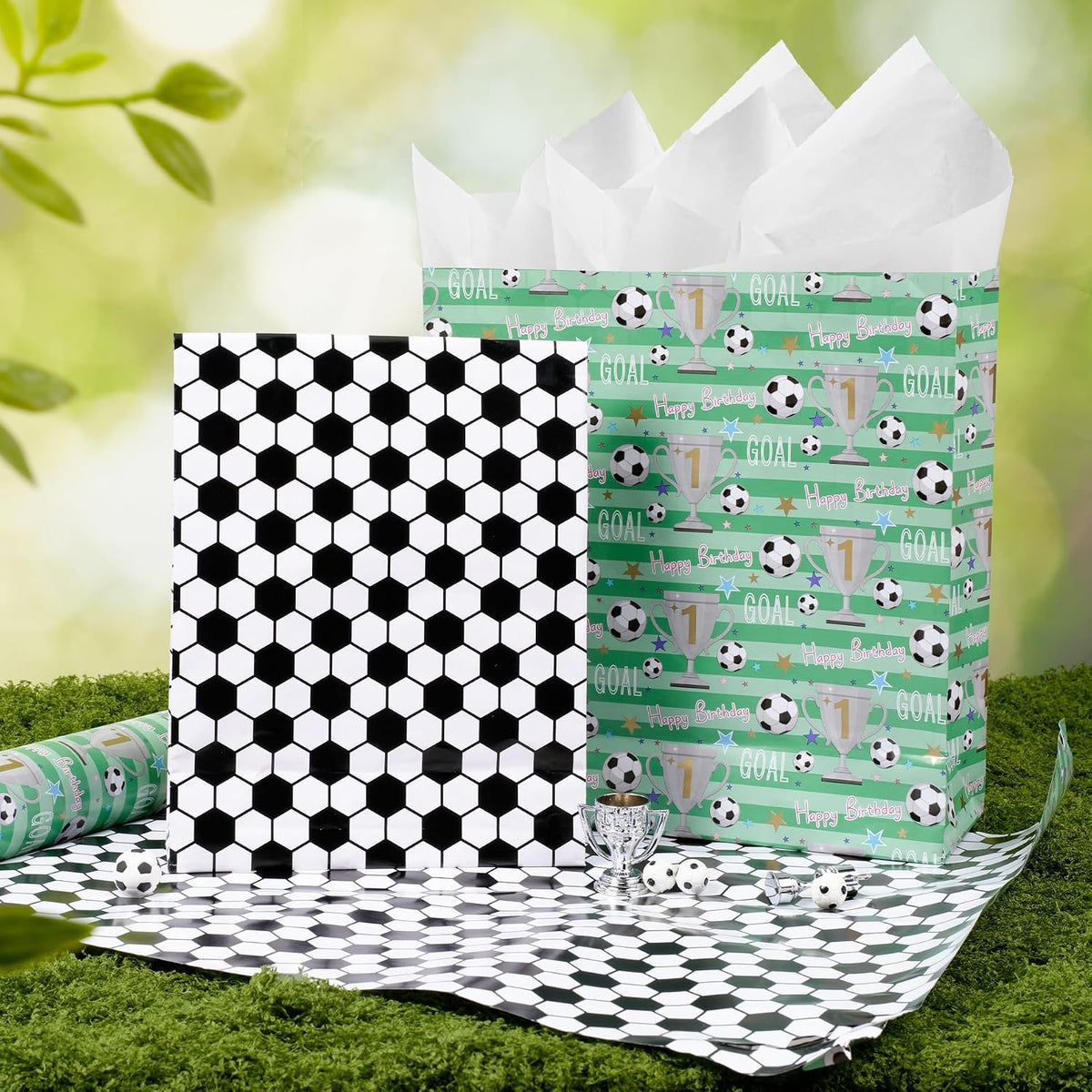 WRAPLA Baseball Kraft Wrapping Paper Baseball Glove and Ball Design