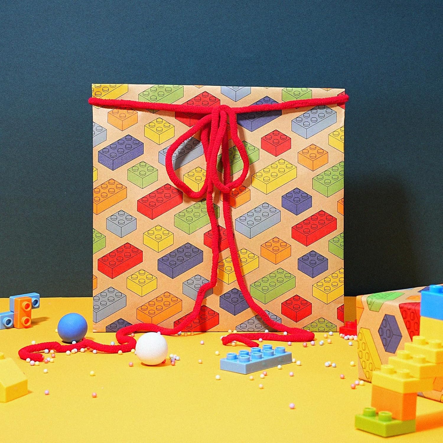 WRAPLA Kraft Birthday Wrapping Paper Colorful Balloons Design for Holiday
