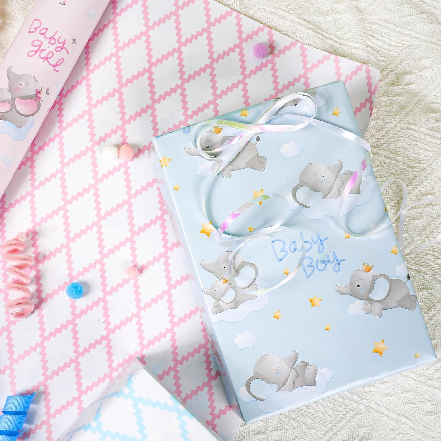 WRAPLA Bright Wrapping Paper, Balloons Dots For kid Birthday & Baby shower