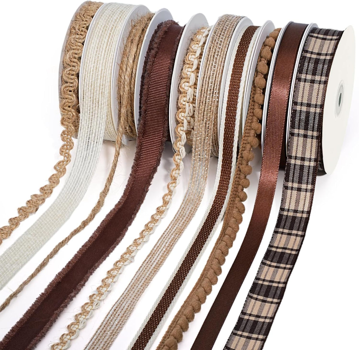 Black Ribbons for Crafts 6 Rolls, 30 Yards, Polka Dot & Glitter
