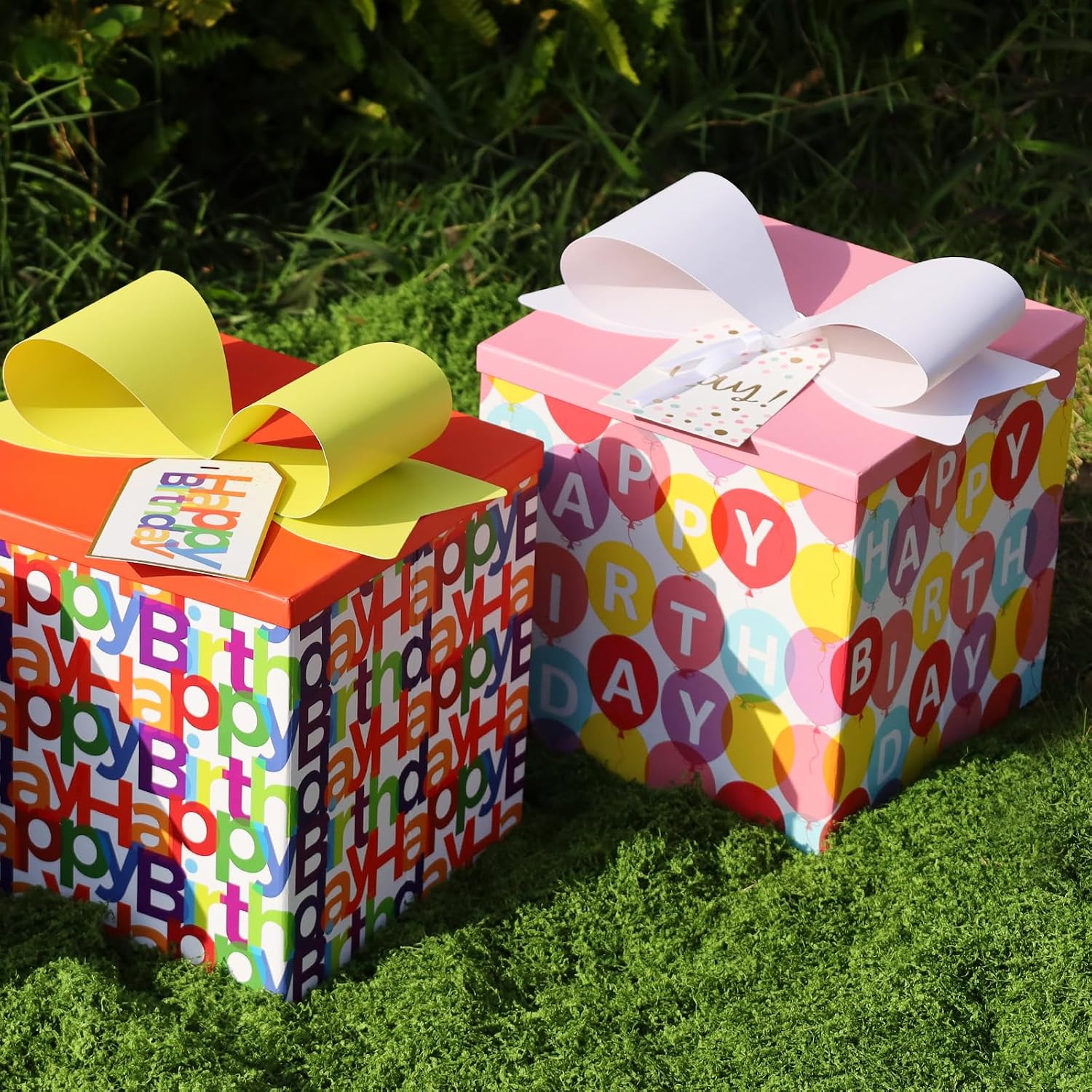 WRAPLA Large Black Gift Boxes with Lids, 10x10x10 Inch Foldable Design