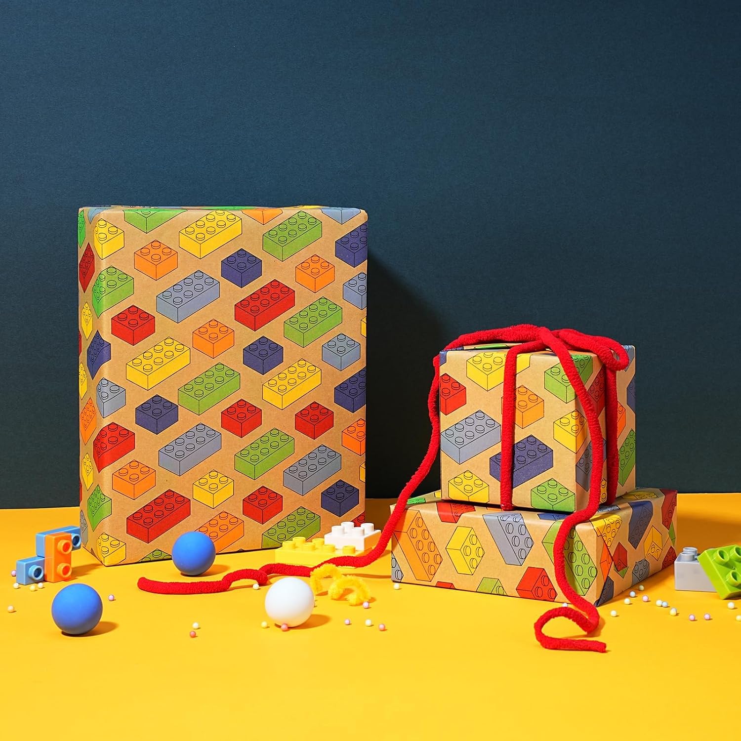 WRAPLA Kraft Birthday Wrapping Paper Colorful Balloons Design for Holiday
