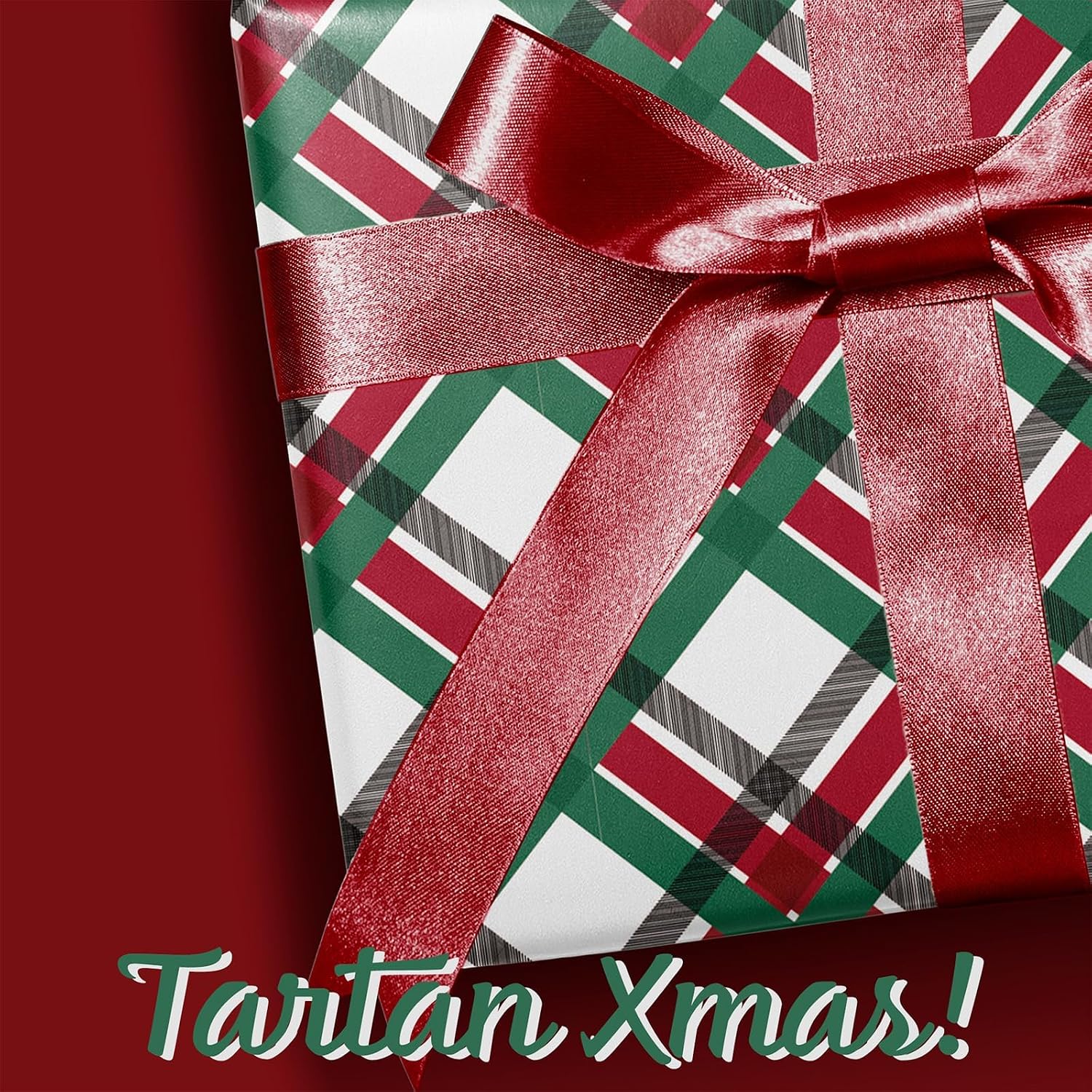 WRAPLA Reversible Christmas Wrapping Paper, Candy Cane Stripes 43cm x 10m
