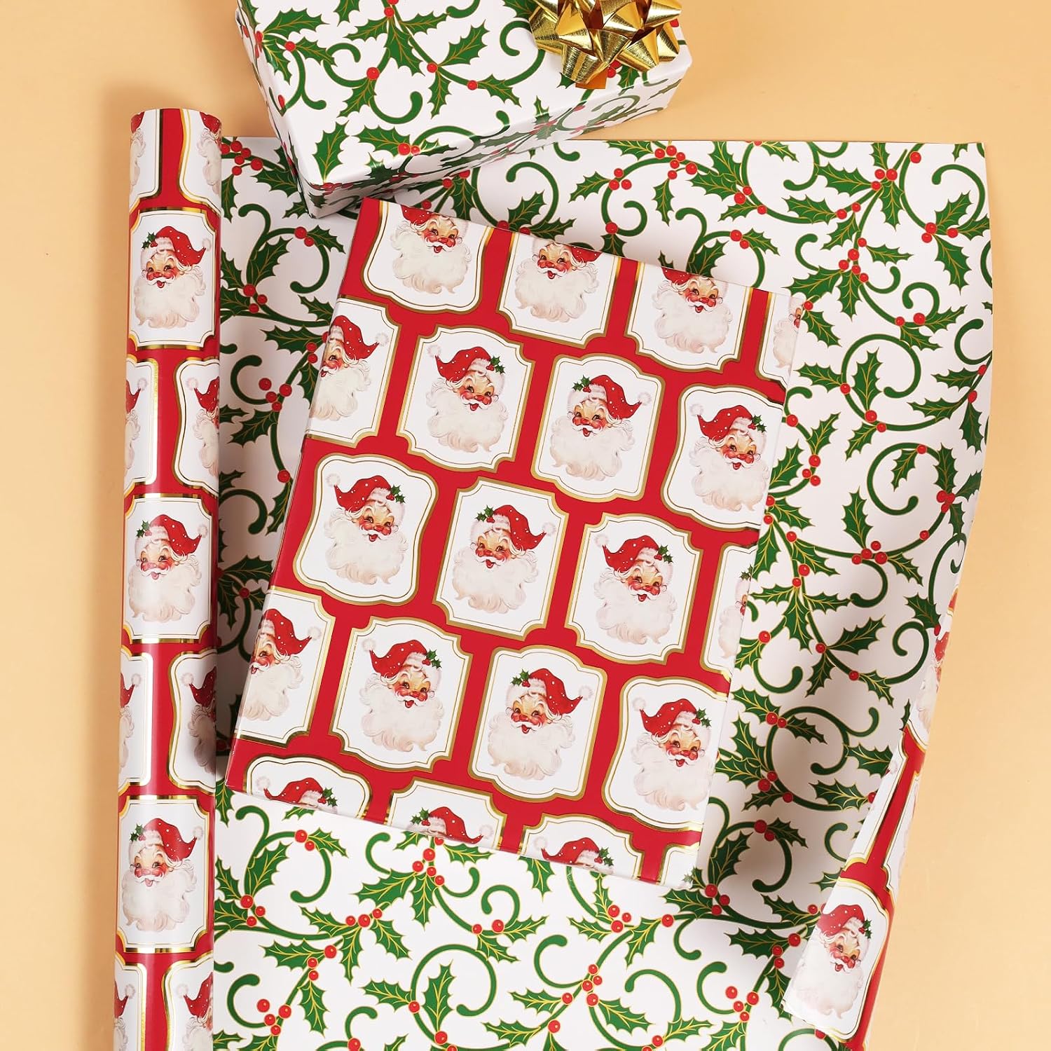 WRAPLA Reversible Christmas Wrapping Paper, Cozy Dog Holiday 43cm x 10m
