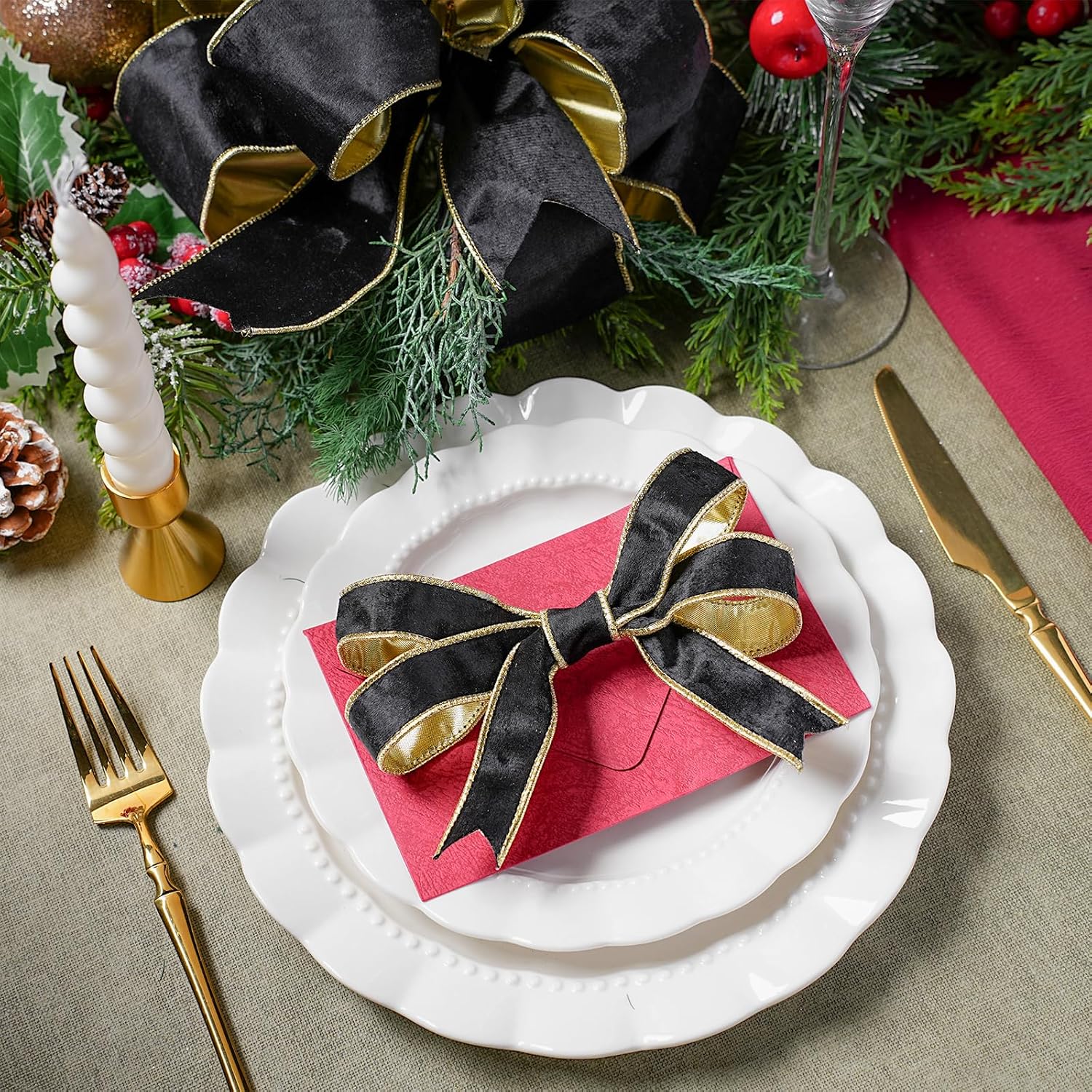 Black Velvet Wired Ribbon 1 Inch x 10 Yards