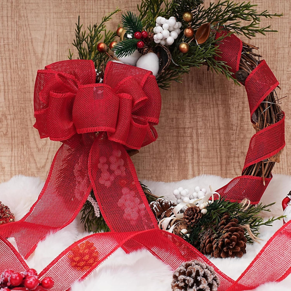 1.5 Inch Natural Burlap Wired Ribbon, Christmas & Gift Wrapping
