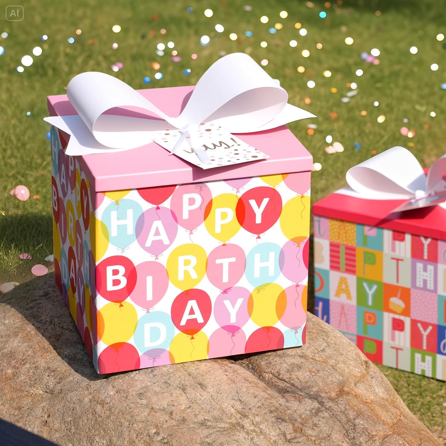 WRAPLA Large Black Gift Boxes with Lids, 10x10x10 Inch Foldable Design