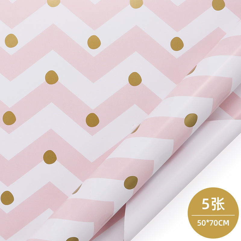 WRAPLA Wrapping Paper Roll - NEW Cute design Wrap Paper Flat Sheet For Wedding, Birthdays, Valentines, Party - 5 Rolls-25 sheets - 70 cm X 50cm Per Sheet