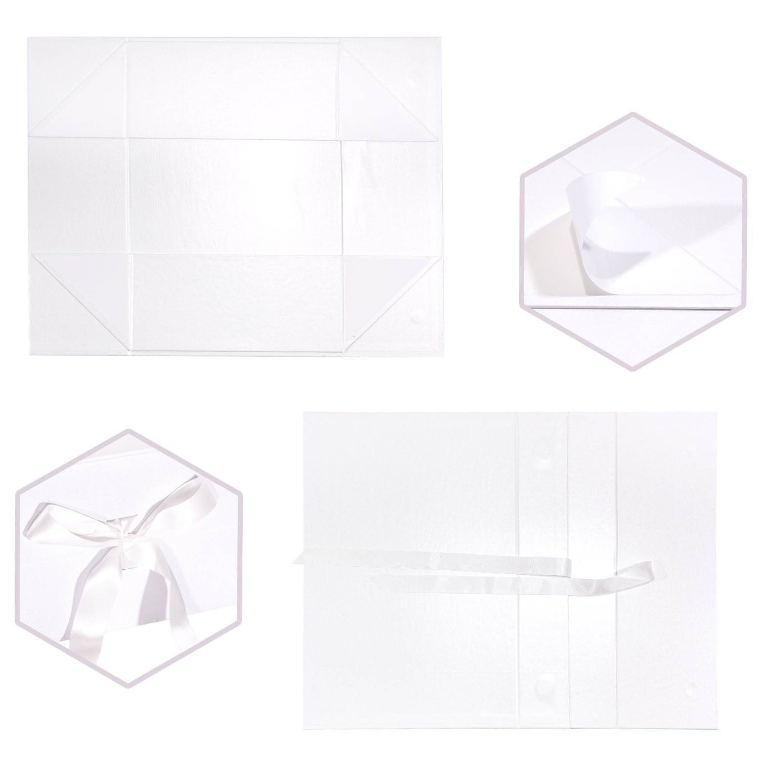 WRAPLA White Gift Box with Satin Ribbon, 35X23X10CM Collapsible Gift Box with Magnetic Closure for Party, Wedding, Gift Wrap, Bridesmaid Proposal, Storage