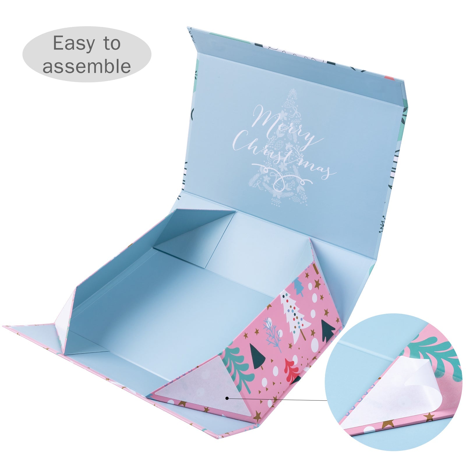 35x23x10cm Collapsible Gift Box Magnetic Closure Pink & Blue Wedding Party Christmas Wrapping