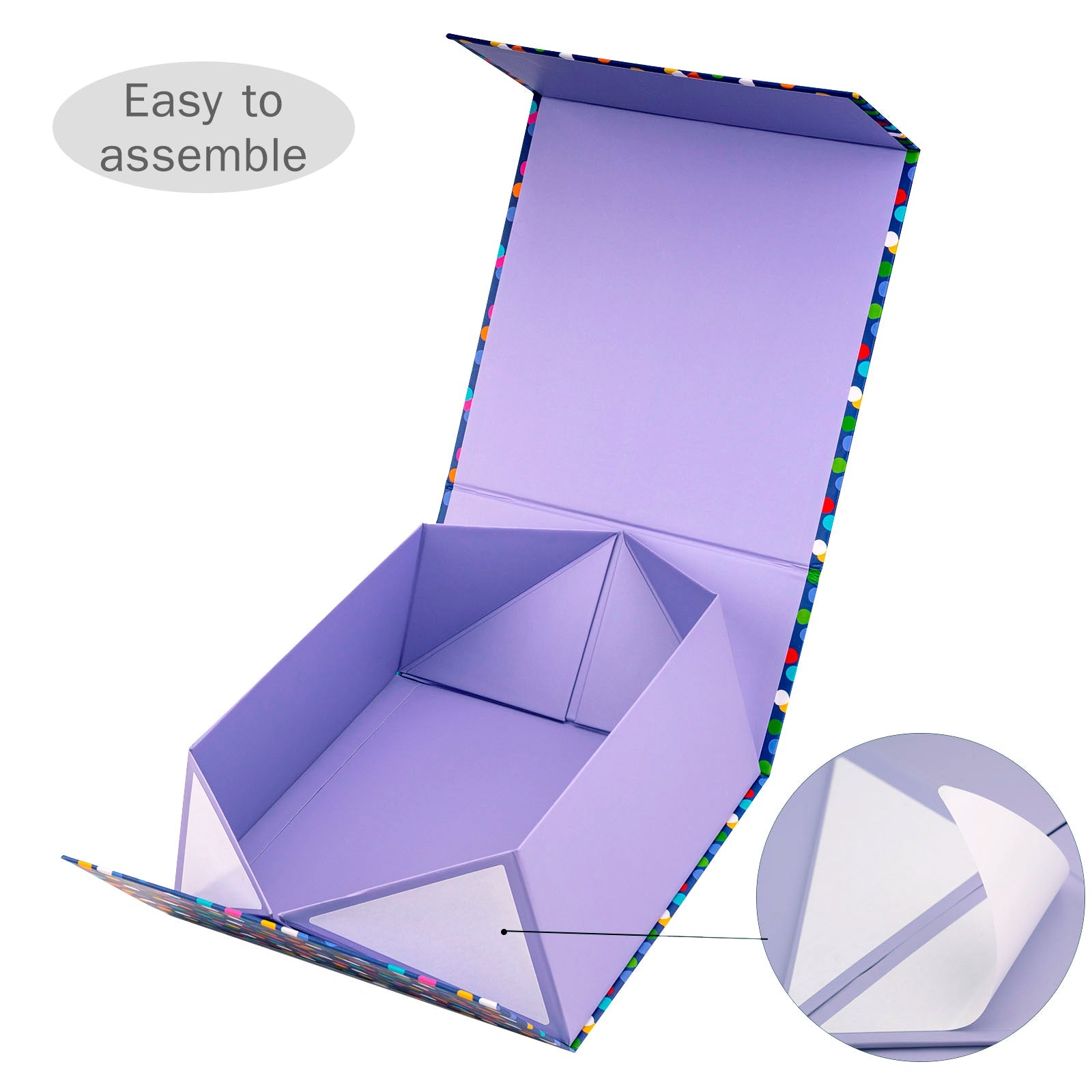 20x20x10cm Collapsible Gift Box Magnetic Closure Multicolor Dots Party