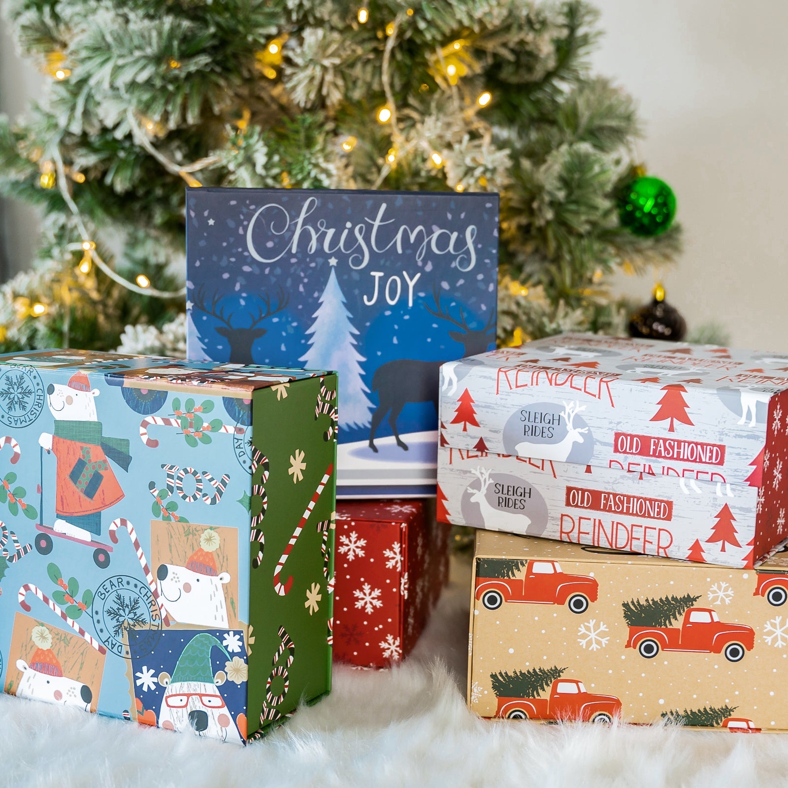 20x20x10cm Collapsible Gift Box Magnetic Closure Tree Farm Car Wedding Party Wrapping