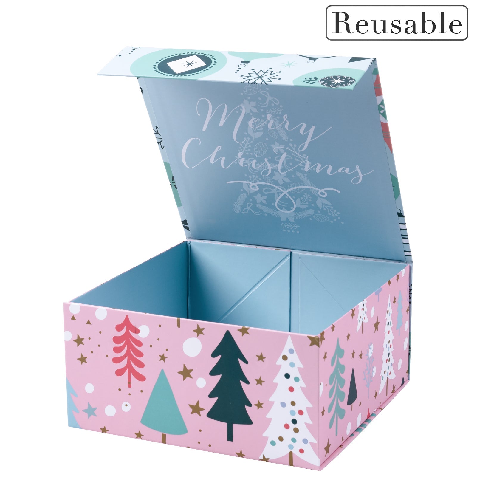20x20x10cm Collapsible Gift Box Magnetic Closure Pink & Blue Wedding Party Wrapping