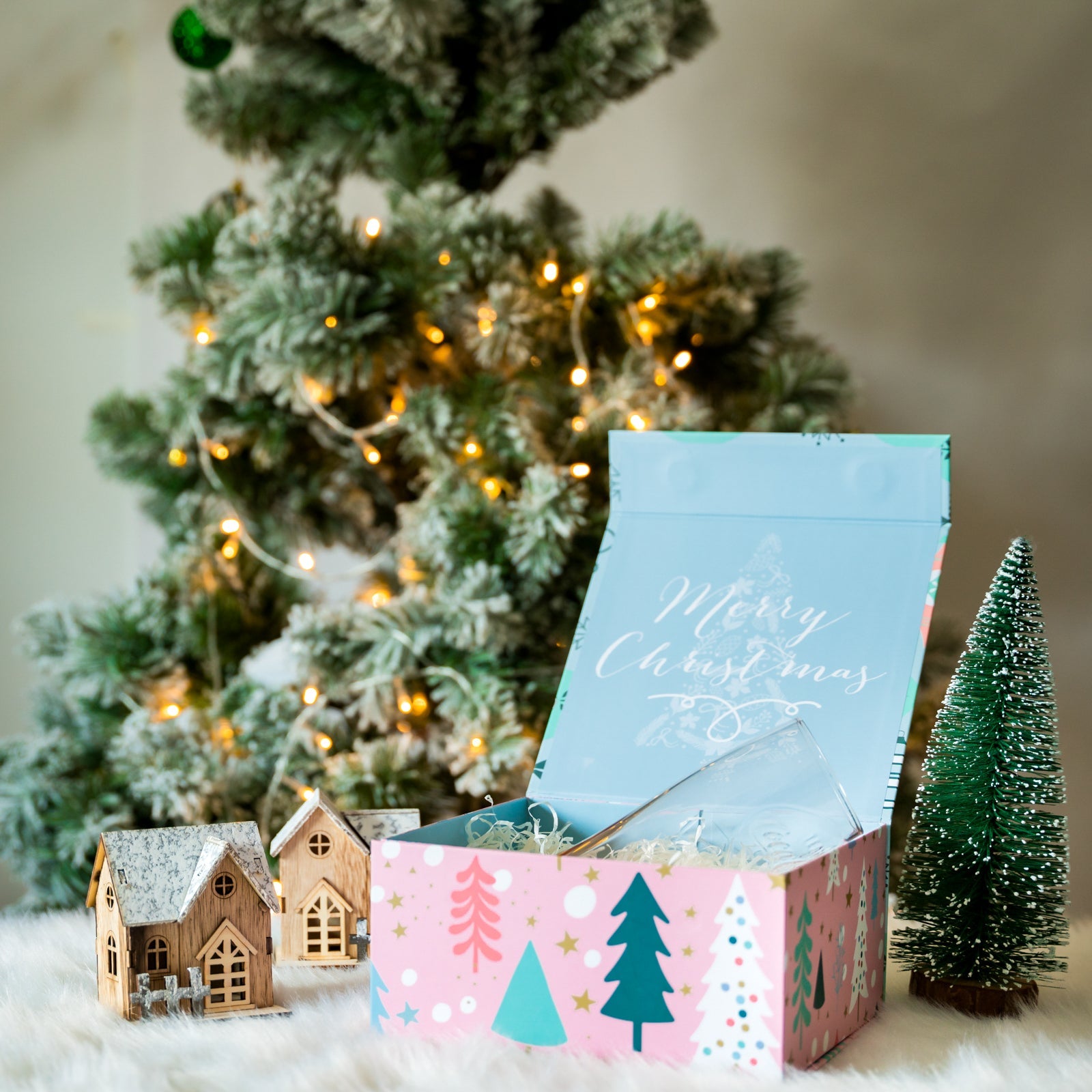 20x20x10cm Collapsible Gift Box Magnetic Closure Pink & Blue Wedding Party Wrapping
