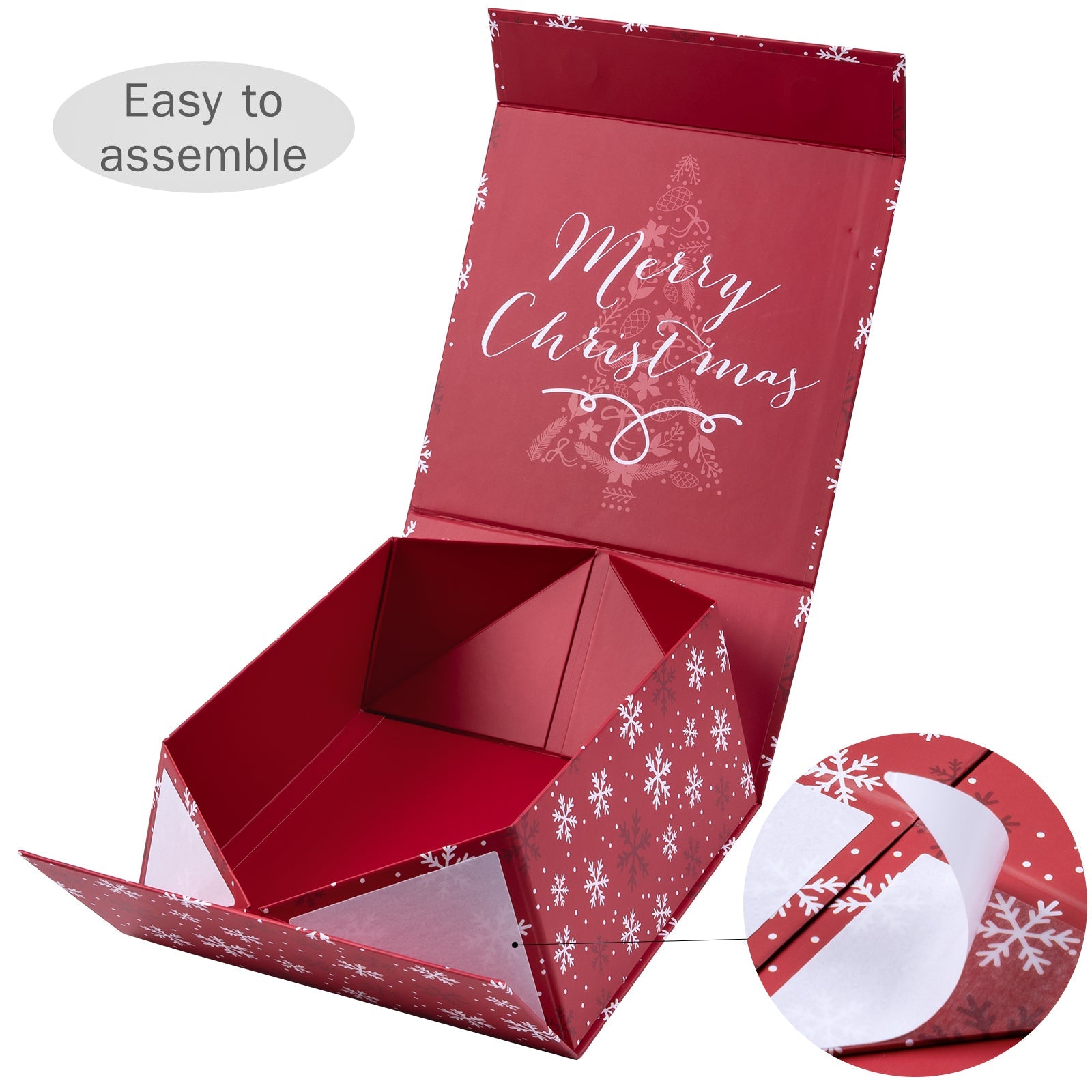 20x20x10cm Collapsible Gift Box Magnetic Closure Snow Flake Red Wedding Party Wrapping