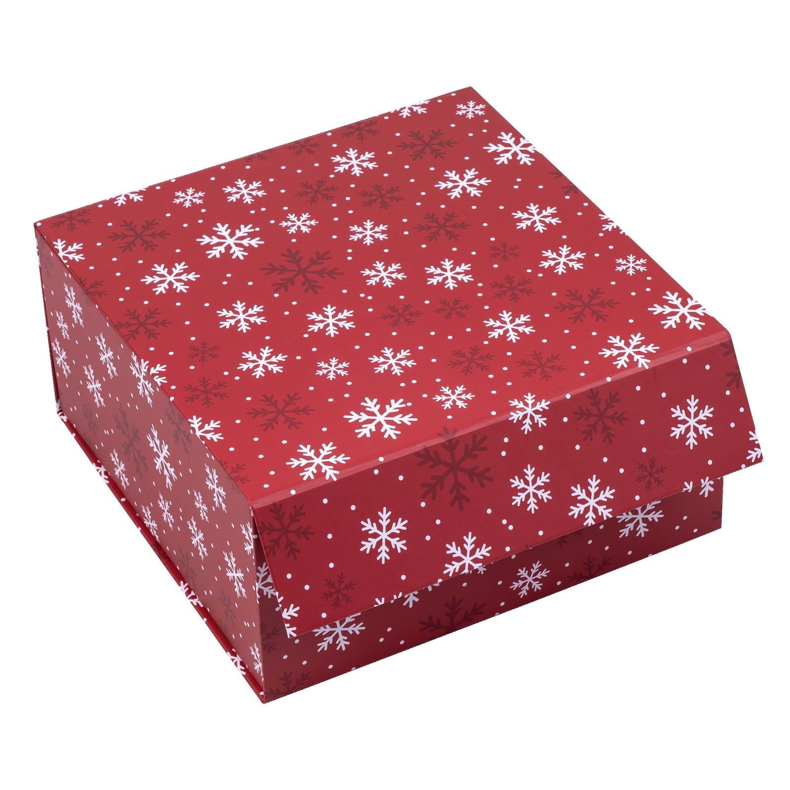 20x20x10cm Collapsible Gift Box Magnetic Closure Snow Flake Red Wedding Party Wrapping