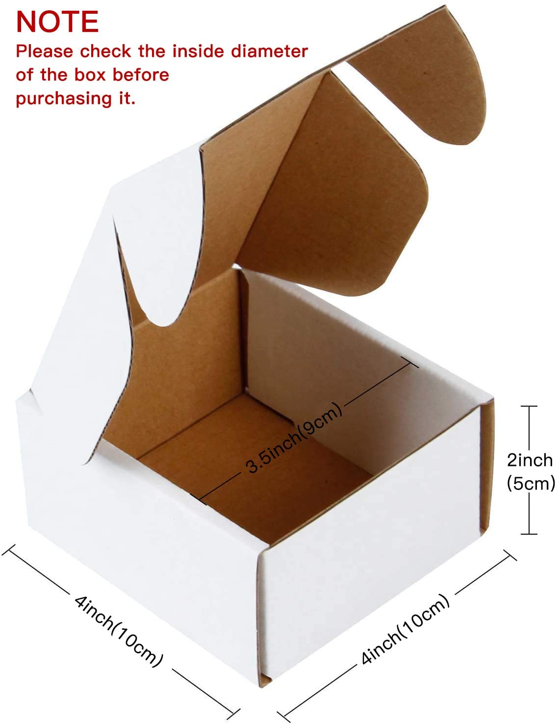 WRAPLA 25 Pack Shipping Boxes 10 x 10 x 5cm With 25 Thank-you Stickers Small Recyclable Corrugated Cardboard Box Mailers Shipping - Oyster White