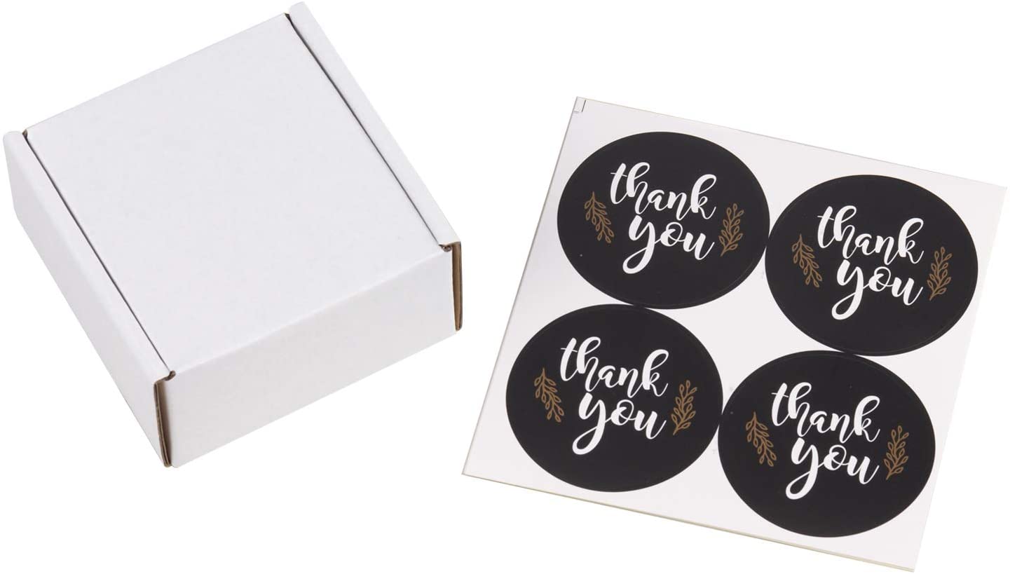 WRAPLA 25 Pack Shipping Boxes 10 x 10 x 5cm With 25 Thank-you Stickers Small Recyclable Corrugated Cardboard Box Mailers Shipping - Oyster White