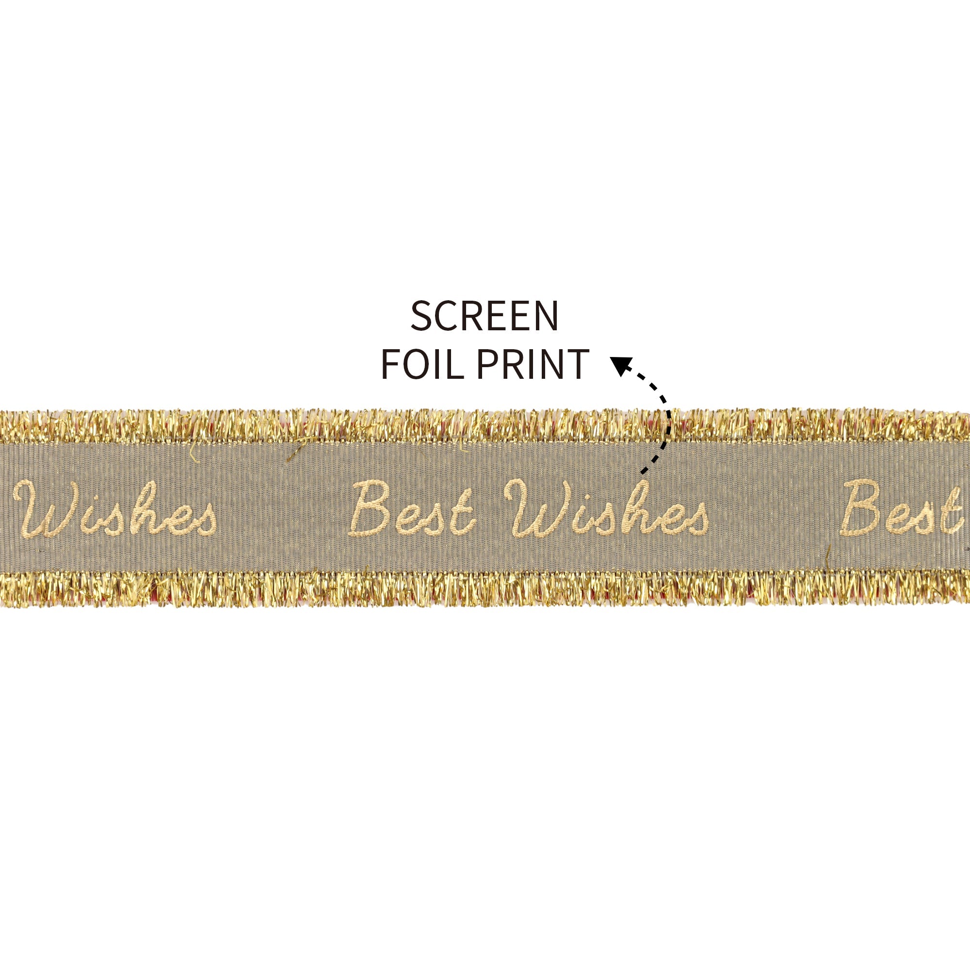 100 Yards Custom Logo Grosgrain Ribbon Roll - Gold Frayed Edges